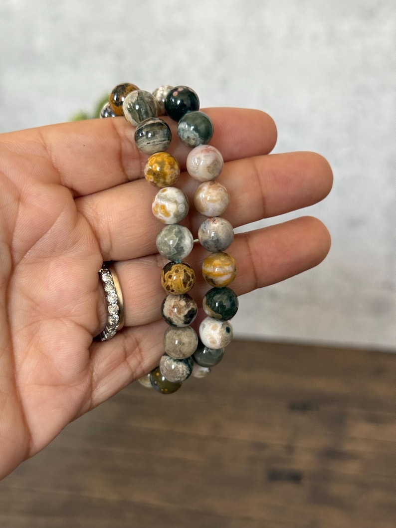Bubble Ocean Jasper Bracelet | Natural Stone, Inner Peace (6.5 inches) afbeelding 2