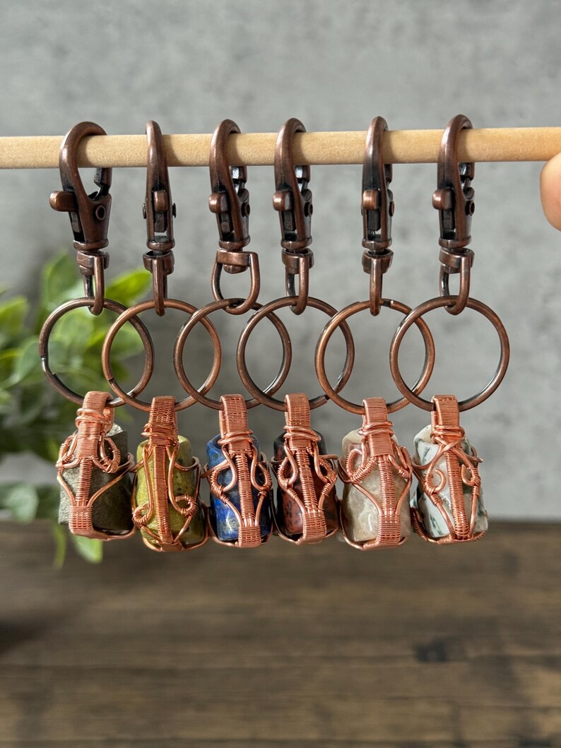 Crystal Sneaker Keychain – Copper Wire Wrapped | Lapis, Moss Agate ...