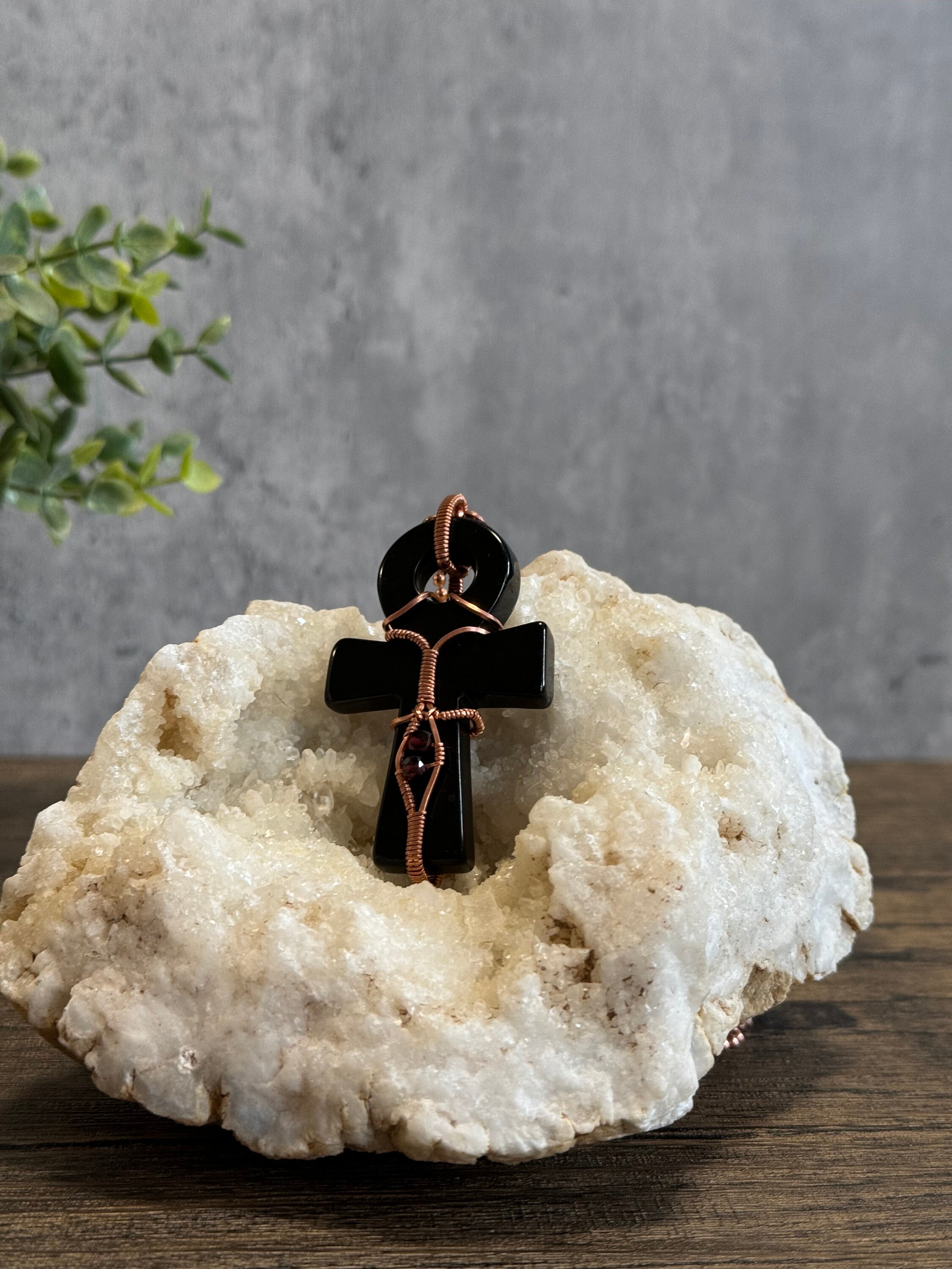 Obsidian online ankh necklace