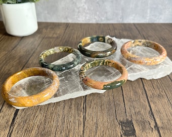 Ocean Jasper Bangle – Natural Stone Bracelet, Earthy Boho Style
