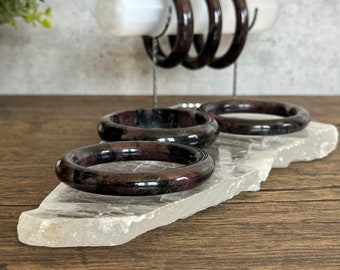 Garnet in Astrophyllite Bangles – Spiritual Healing and Protection Jewelry