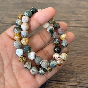 Bubble Ocean Jasper Bracelet | Natural Stone, Inner Peace (6.5 inches) afbeelding 5