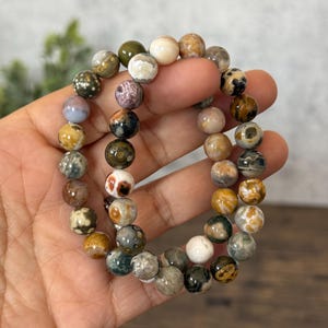 Bubble Ocean Jasper Bracelet | Natural Stone, Inner Peace (6.5 inches) afbeelding 4