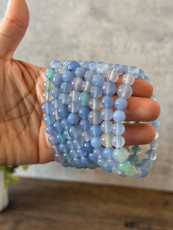 Blue Chalcedony Bracelet – Calming and Spiritual Healing Jewelry | All are 6.25 inches, sold individually