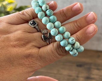 Natural Turquoise Bracelet | Healing Crystal Jewelry | Throat Chakra | Protection & Balance | Unisex Stretch Bracelet