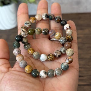 Bubble Ocean Jasper Bracelet | Natural Stone, Inner Peace (6.5 inches) afbeelding 3