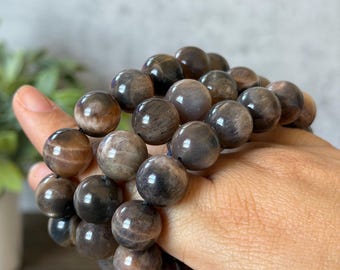 Black Moonstone Sunstone Bracelet | Grounding Crystal Jewelry
