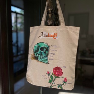 Sac fourre-tout en toile peinte à la main
