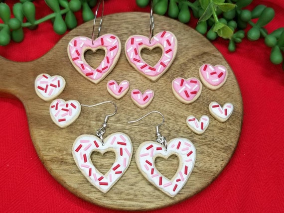 Sugar Cookie Stud Earrings, Sugar Cookie, Holiday Earrings, Valentine's Earrings, Food Earrings