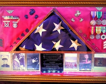 Military Veteran Shadow Box & Flag Display