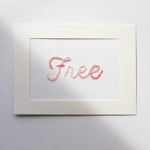 Carte brodée "Gratuit"