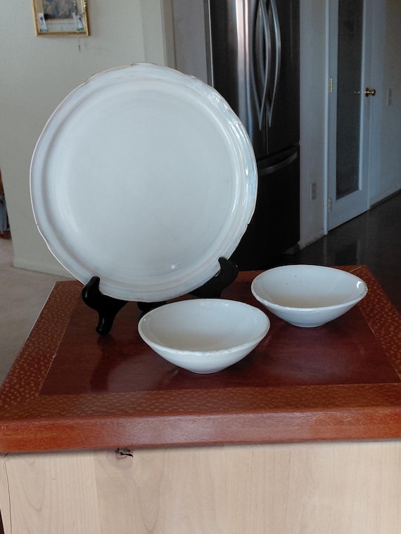Handcrafted Porcelain Classic Plate with Matching Bowls