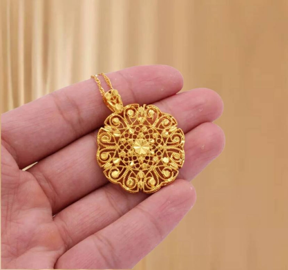 24K Gold Necklace Gold Necklace for Women Wedding Jewelry Etsy