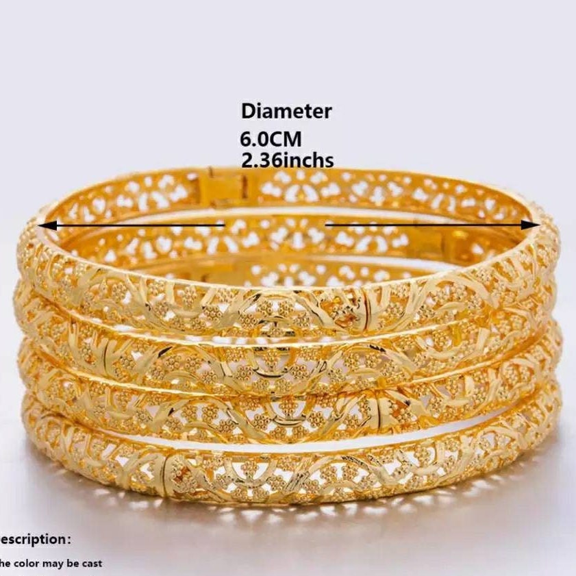 24K Gold Bangles Dubai Gold Plated Bangles for Women African Etsy