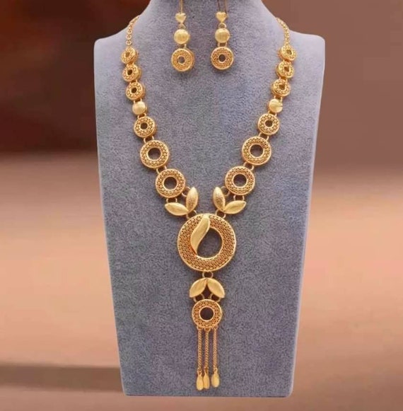 Jewelry Dubai African Gold Necklace Set Women France Wedding Plated  Earrings New