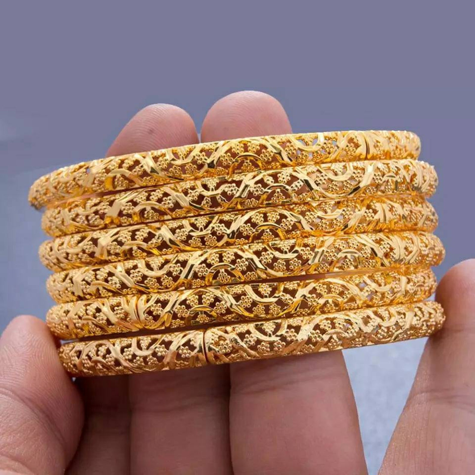 24K Gold Bangles Dubai Gold Plated Bangles for Women African Etsy