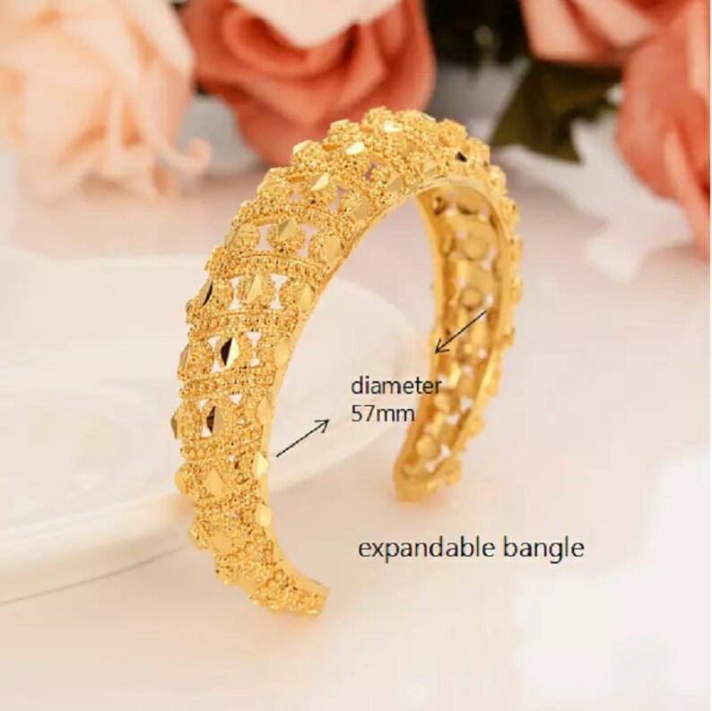 24K Gold Bangles Dubai Gold Plated Bangles for Women Gold Etsy