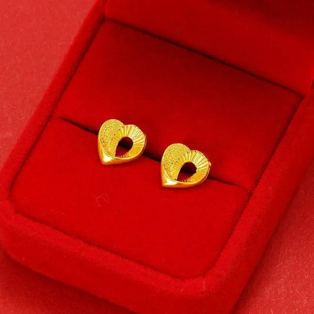Gold Earrings Stud Earrings 24K Dubai Gold Plated Earrings Etsy Canada