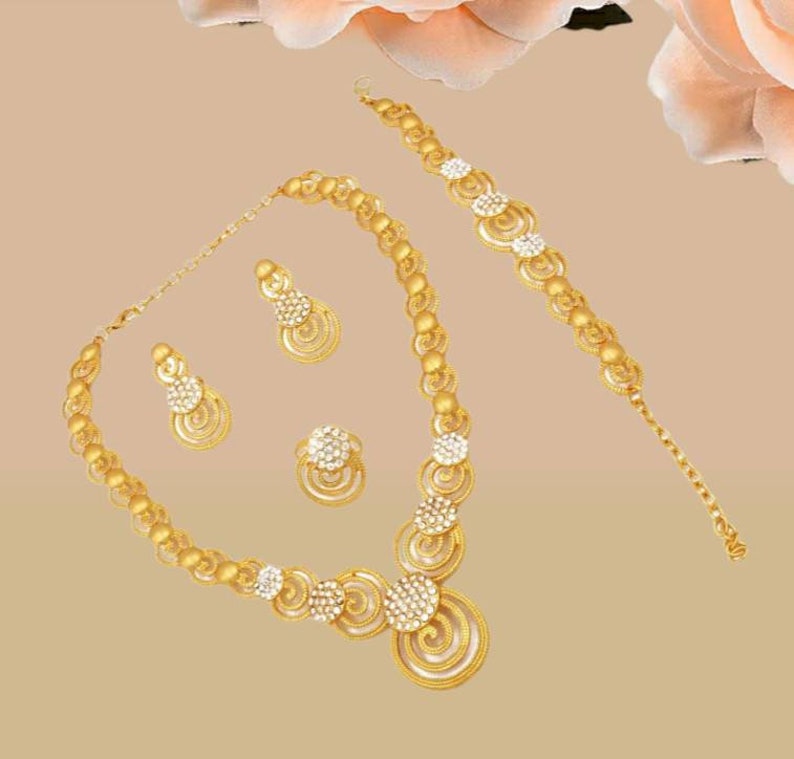 24k Gold Jewelry Set Wedding Gold Jewelry Statement Jewelry Etsy