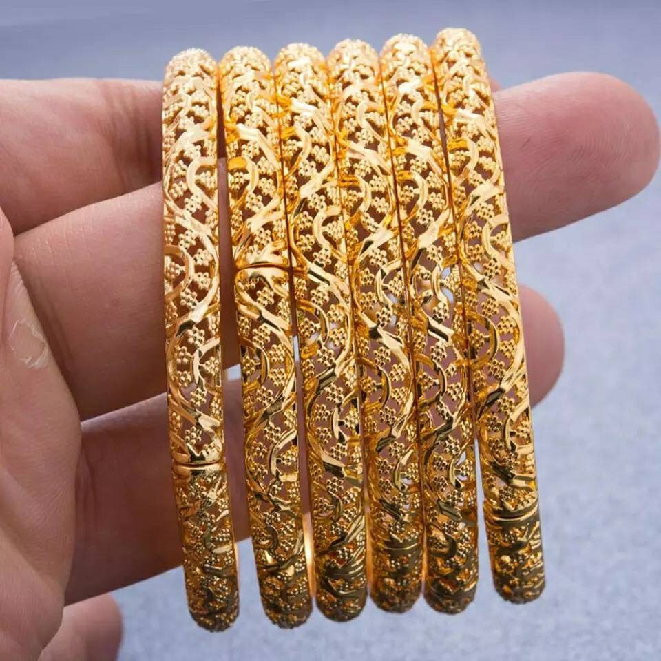 24K Gold Bangles Dubai Gold Plated Bangles for Women African Etsy