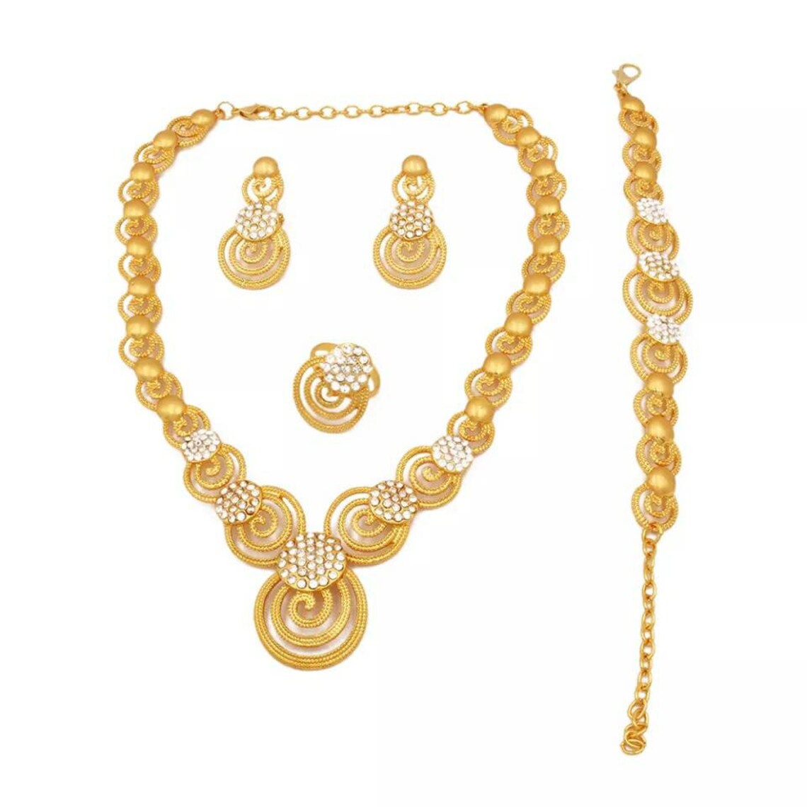 24k Gold Jewelry Set Wedding Gold Jewelry Statement Jewelry Etsy