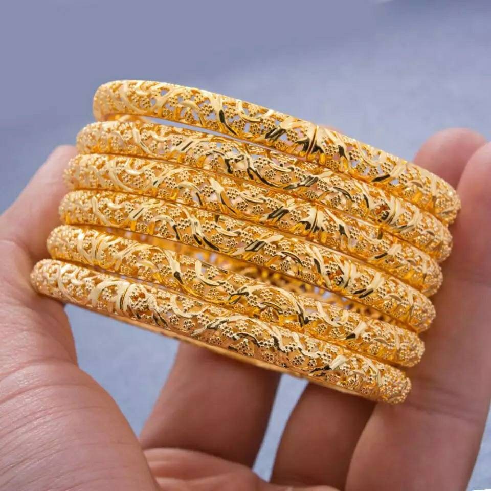 24K Gold Bangles Dubai Gold Plated Bangles for Women African Etsy