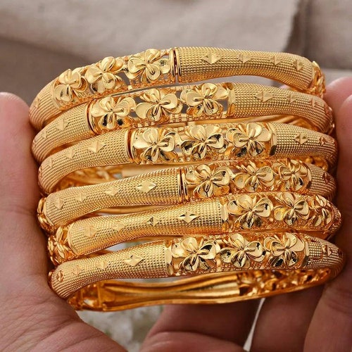 Dubai Gold Bangles 24K Gold Bangles Wedding Jewelry Bangles - Etsy