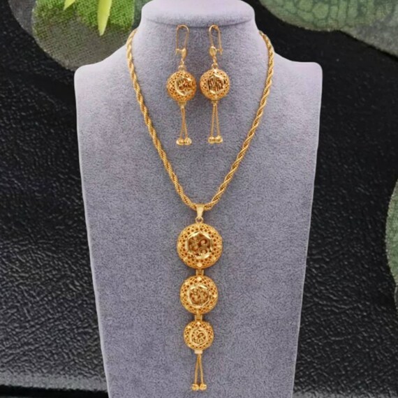 24k Dubai Gold Jewelry Set Wedding Gold Jewelry Set for Etsy