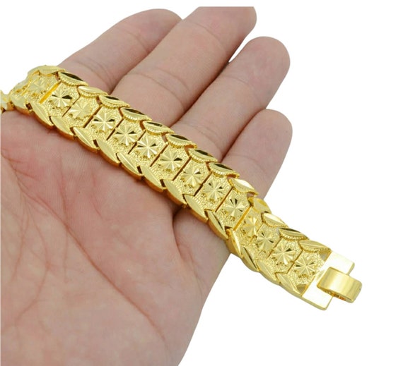 Men's Bracelet Gold Men's Bracelet 24K Gold Plated Etsy