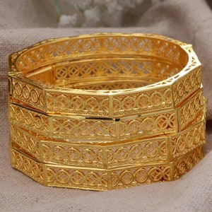24K Gold Bangles Dubai Gold Jewelry Bangles Indian Bridle - Etsy