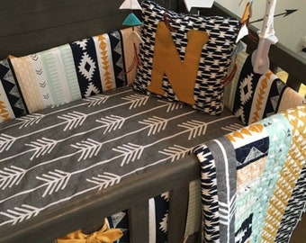 aztec crib bedding set