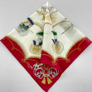 Vintage 90s Celine Handkerchief, Celine Bandana Accessories, Celine Pocket Square, Celine Scarf, Celine Neck Scarf
