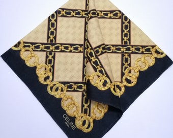 Vintage Celine Handkerchief, Celine Bandana Accessories, Celine Pocket Square, Celine Scarf, Celine Neck Scarf