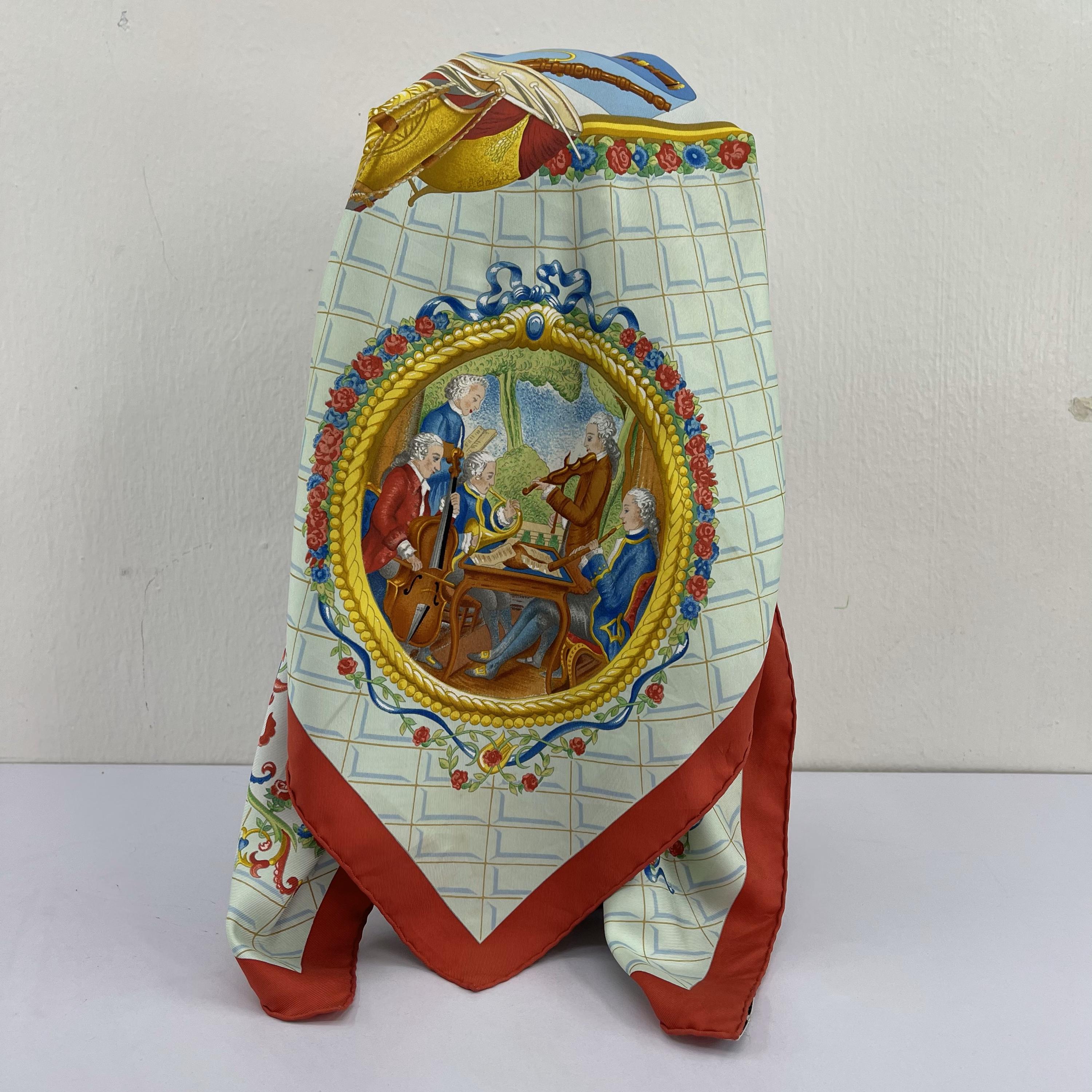 Vintage Hermès Paris Silk Scarf – Hommage A Mozart Babushka (35