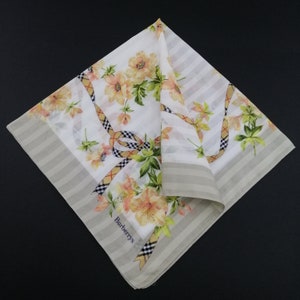 Vintage Burberry Handkerchief, Burberry Bandana Accessories, Burberry Pocket Square, Burberry Scarf, Burberry Neck Scarf