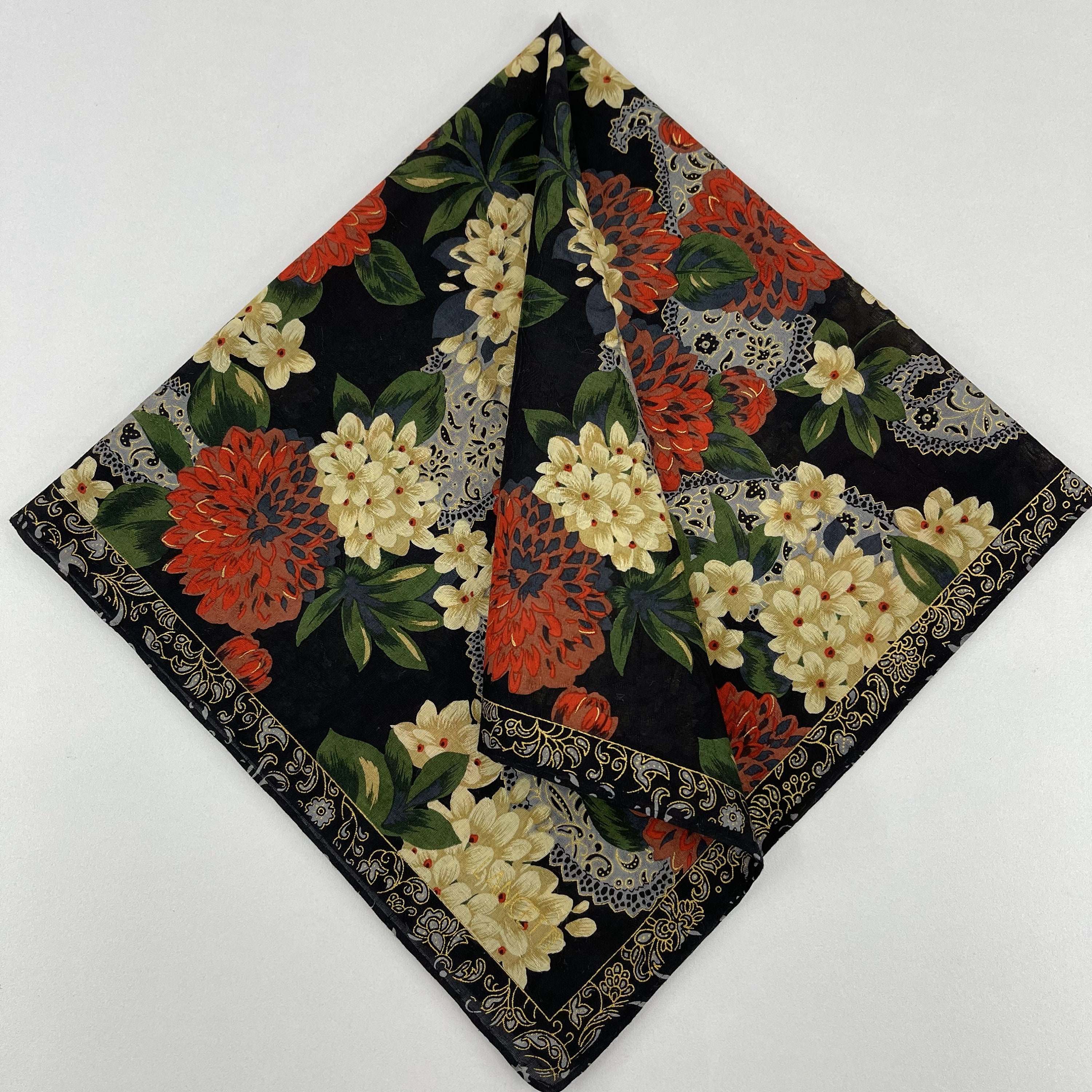ODAWA Bandane da donna in raso con motivo floreale, stile vintage ODAWA Bandane da donna in raso con motivo floreale, stile vintage