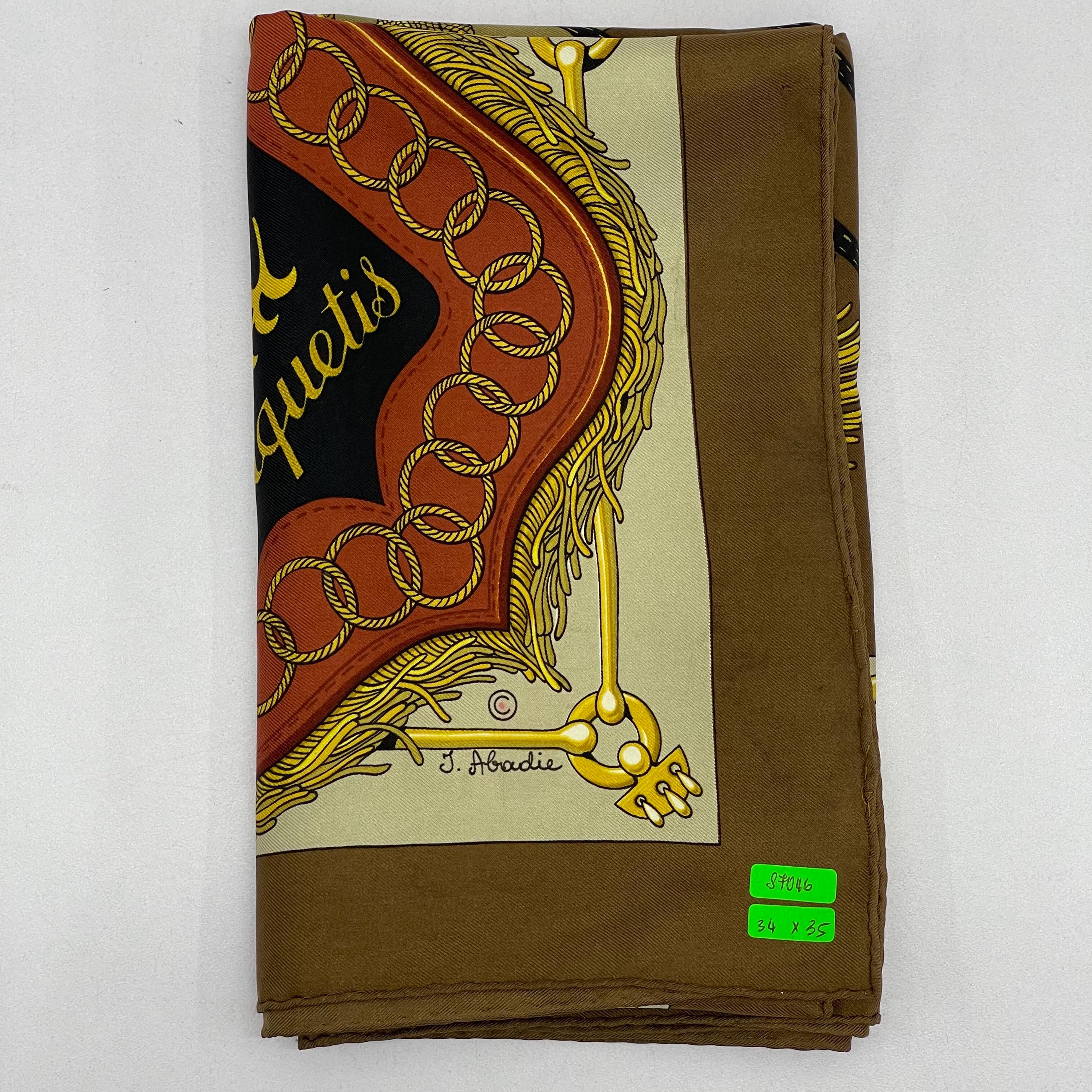 Vintage Hermès Silk Scarf, Sabers and Tassels Motif, Julie Abadie