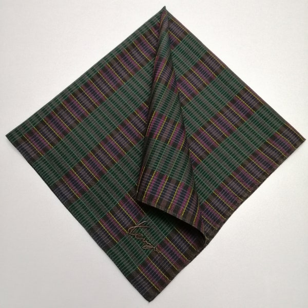 Vintage Kenzo Plaid Handkerchief - Pocket Square Bandana