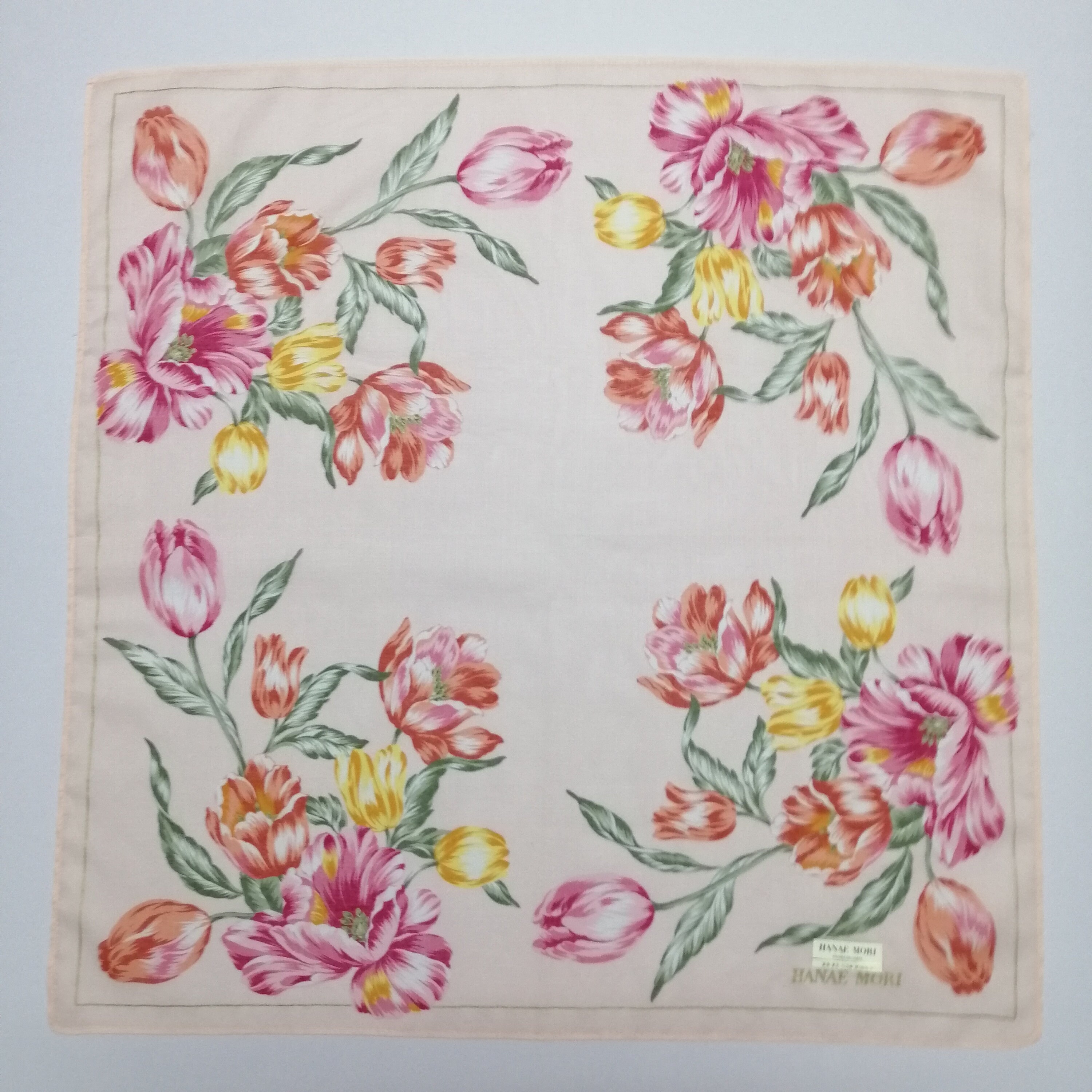 Vintage Hanae Mori Handkerchief, Hanae Mori Bandana, Flower