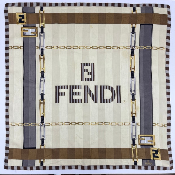 DEFECT - Vintage Fendi Handkerchief, Fendi Bandana Accessories, Fendi Pocket Square, Fendi Scarf, Fendi Neck Scarf, Fendi Babushka Scarf