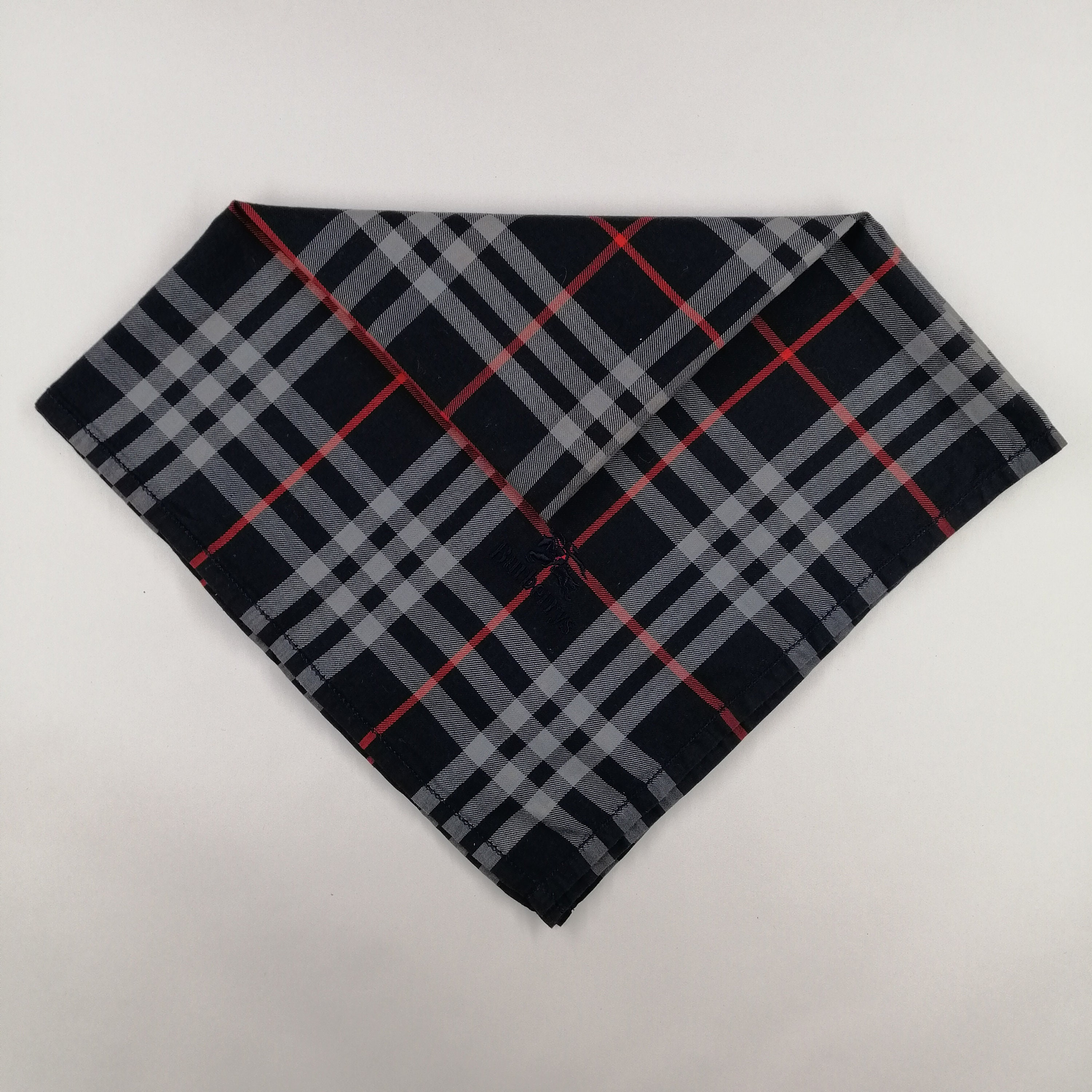 Burberry’s Vintage Plaid Lightweight Square Scarf Bandana Hair Bow Bag Accessory Vintage Burberry Check Handkerchief Bandana Pocket Square  main image 2