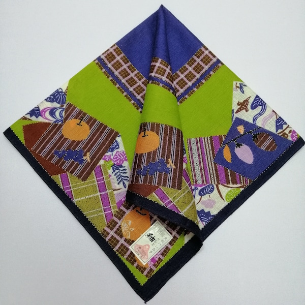 Vintage Tsumugi Pongee Handkerchief: Japanese Art, Unique Culture (20.5 x 21 Inch)