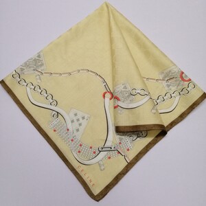 Vintage 90s Celine Handkerchief, Celine Bandana Accessories, Celine Pocket Square, Celine Scarf, Celine Neck Scarf