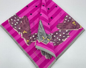 Vintage Christian Dior Handkerchief, Dior Bandana Accessories, Dior Pocket Square, Dior Scarf, Dior Neck Scarf