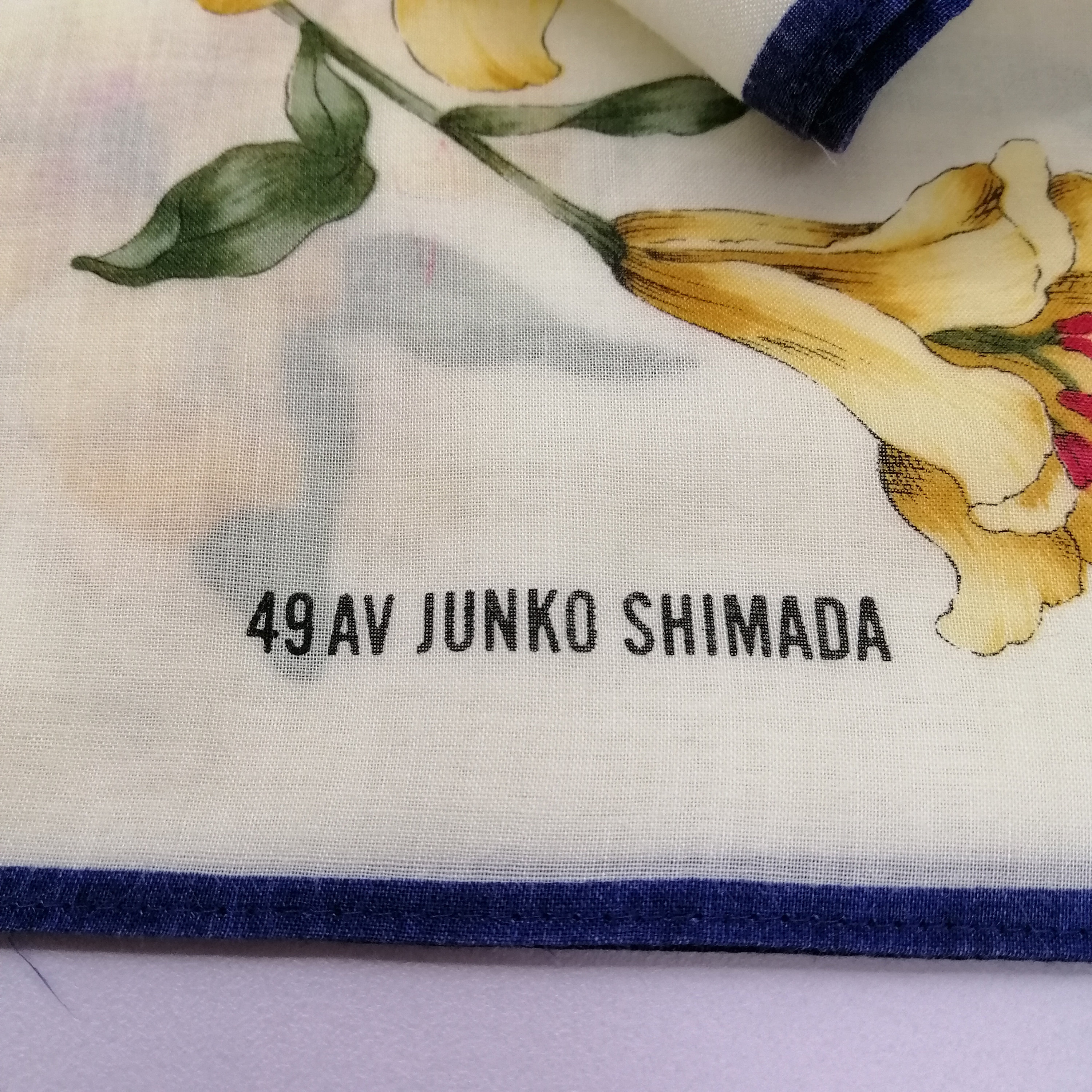 Vintage Junko Shimada Handkerchief: Floral Pocket Square, Neck