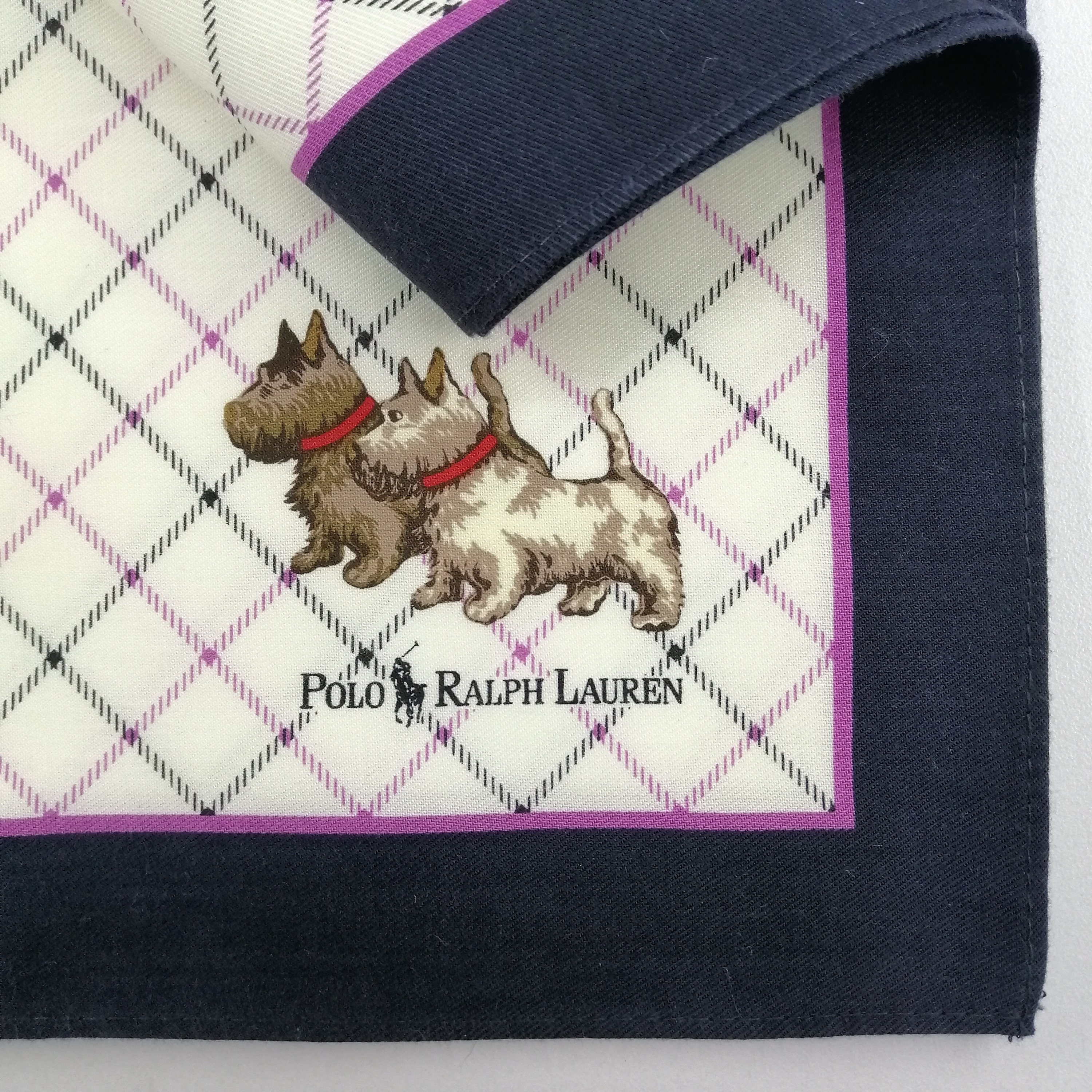 ヴィンテージ ポロ ラルフローレン ハンカチ：犬モチーフ、チェック柄
