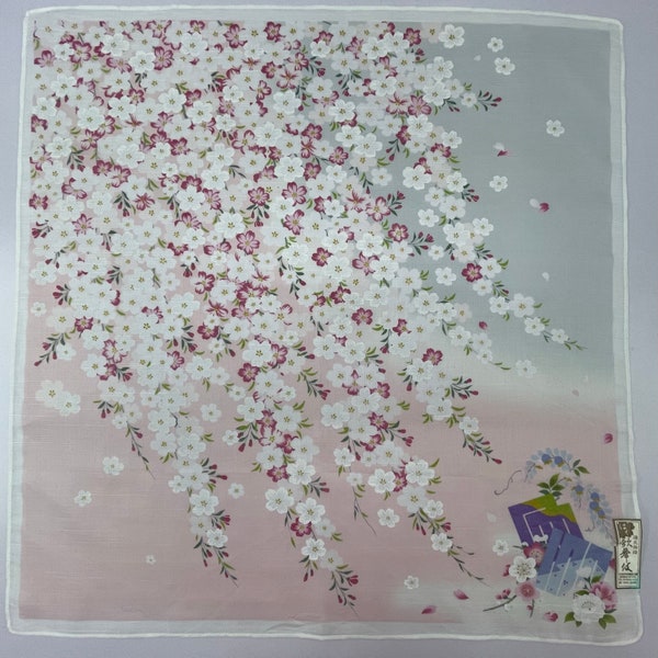 Vintage Japanese Spring Floral Handkerchief, Tale of Genji Japan Traditional Culture, Japanese Brand Unique