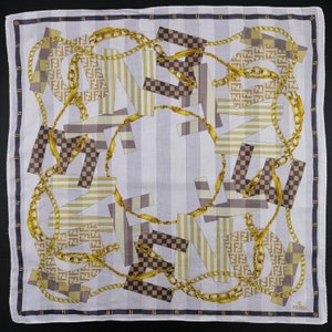 Pañuelo Fendi vintage, accesorios de bandana Fendi, cuadrado de bolsillo Fendi, bufanda Fendi, bufanda de cuello Fendi, bufanda Fendi Babushka