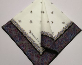 Vintage Christian Dior Handkerchief, Dior Bandana Accessories, Dior Pocket Square, Dior Scarf, Dior Neck Scarf