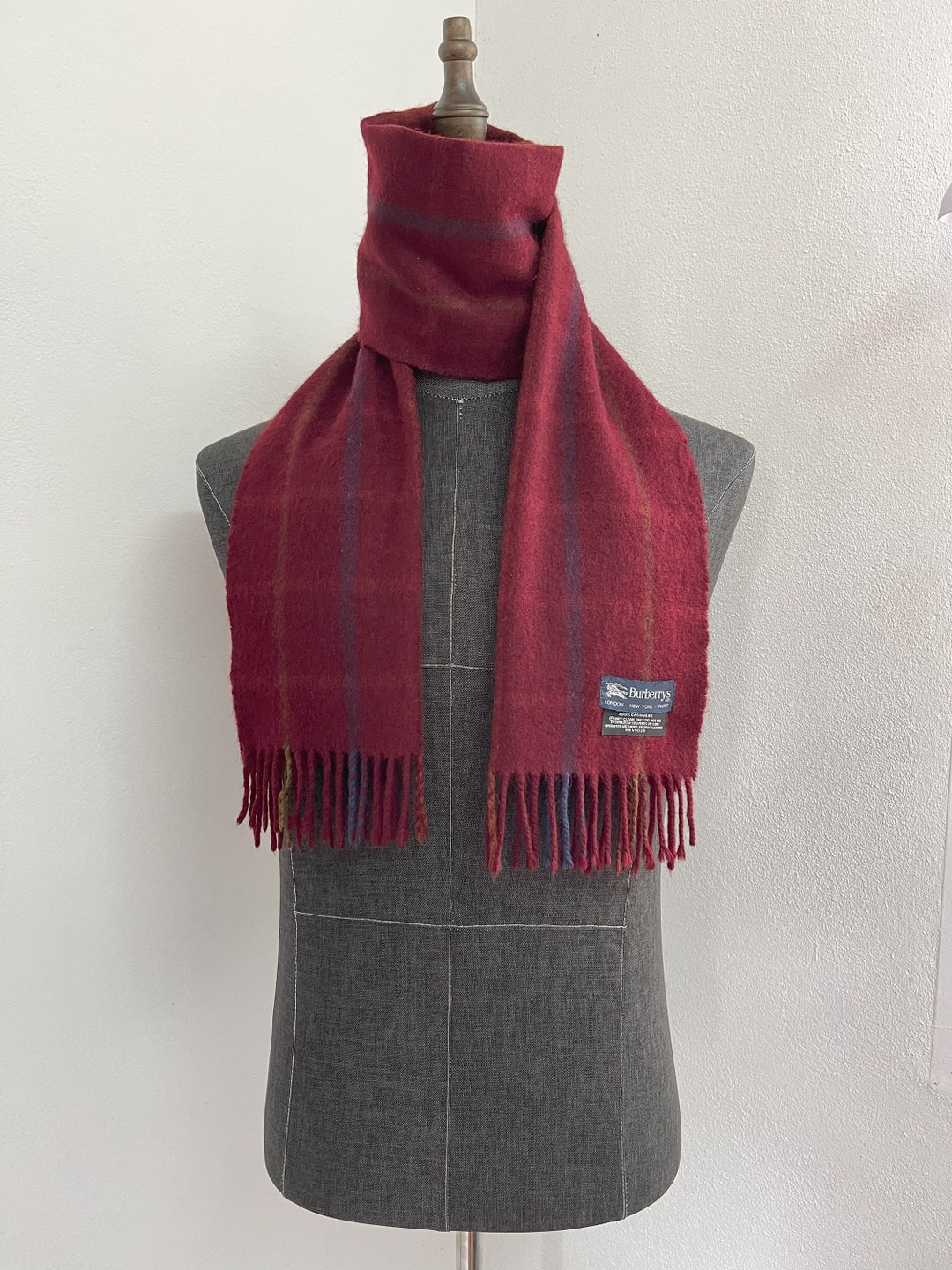 Burberry Burgundy Wool Mufflers
